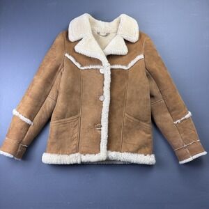 Vintage Lawless Shearling Jacket Men's Medium Brown Suede Sherpa Lined Western